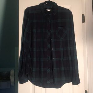 Blue black and green plaid shirt